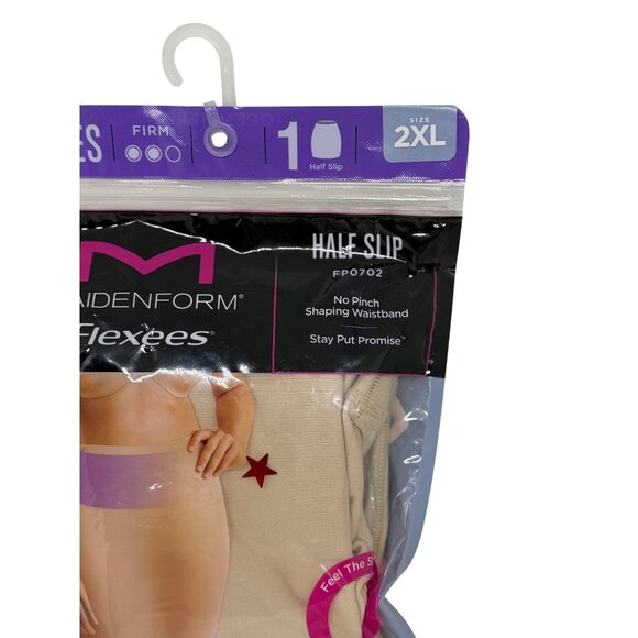 NWT Maidenform Flexees Half Slip FP0702 2XL Nude Firm Control Shaping Waistband - Picture 2 of 3